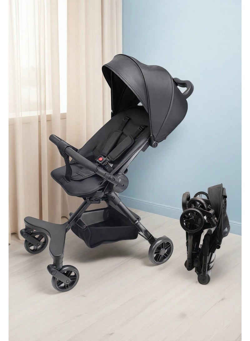 Two-way Foldable Ultra Lightweight Travel Stroller with Multi Position Reclining Seat Adjustable Canopy Foldable Storage Basket Foldable Gear for Airplane NO.1101 - Image 1